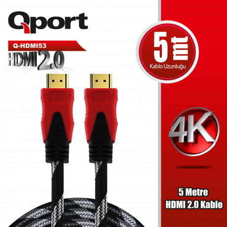 QPORT Q-HDMI53 HDMI 2.0 V ALTIN UÇLU KABLO 5 MT